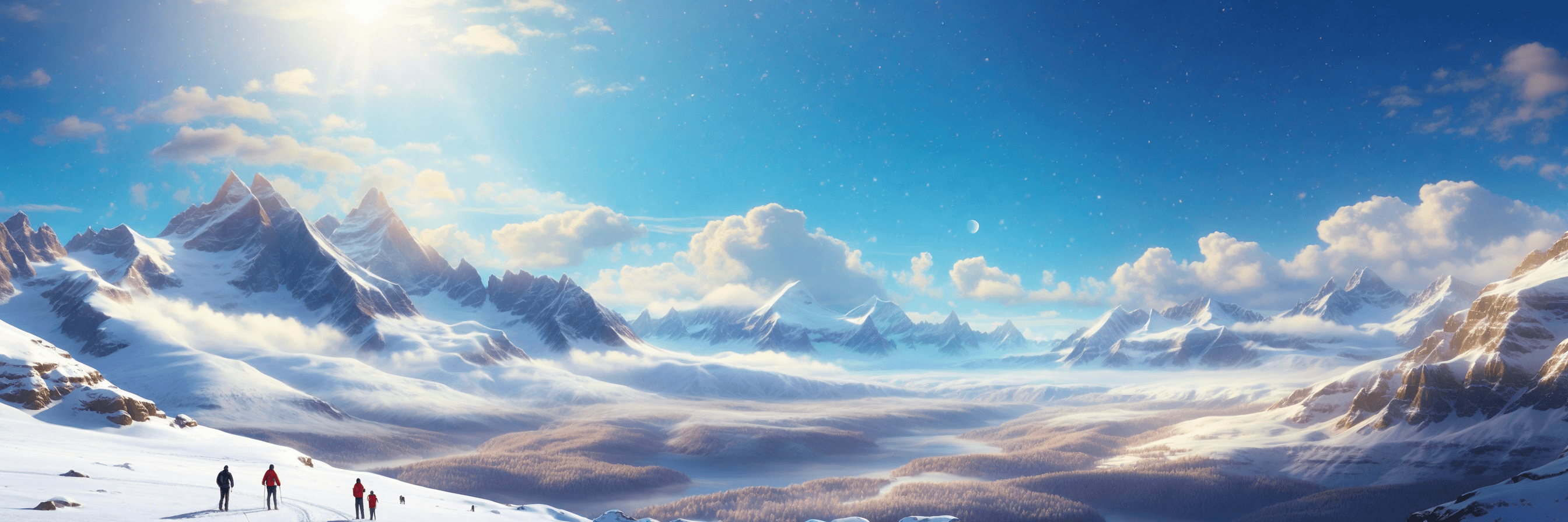 A snow covered mountain landscape.